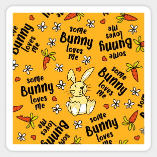 some bunny loves me - easter bunny on yellow Sticker